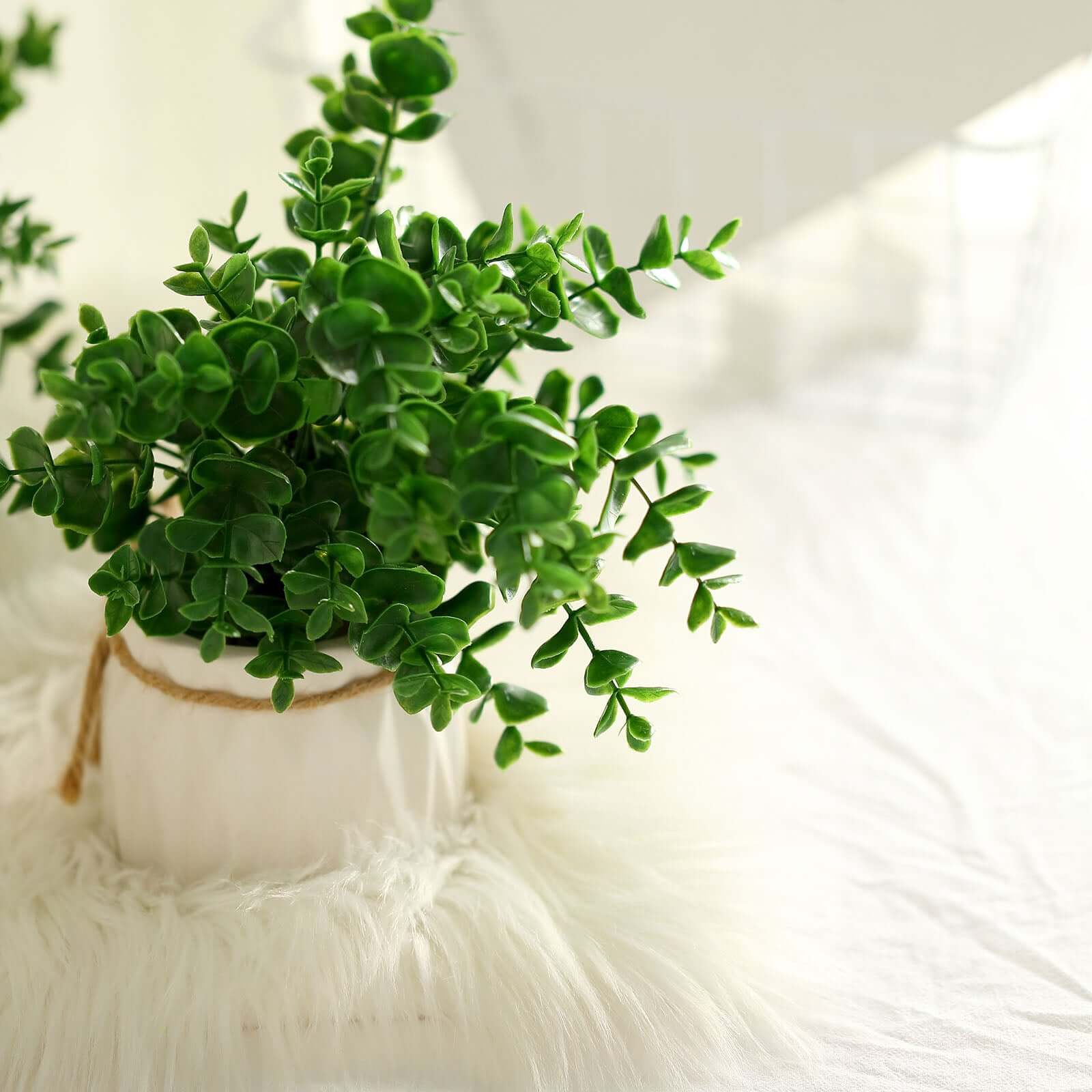 3 Stems Artificial Eucalyptus Bush, Faux Greenery Bouquet Plants 13