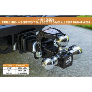Buyers Products Company 1-78 in. 2 in. 2-516 in. Chrome Towing Balls Tri-Ball Hitch with Pintle Hook 1802279