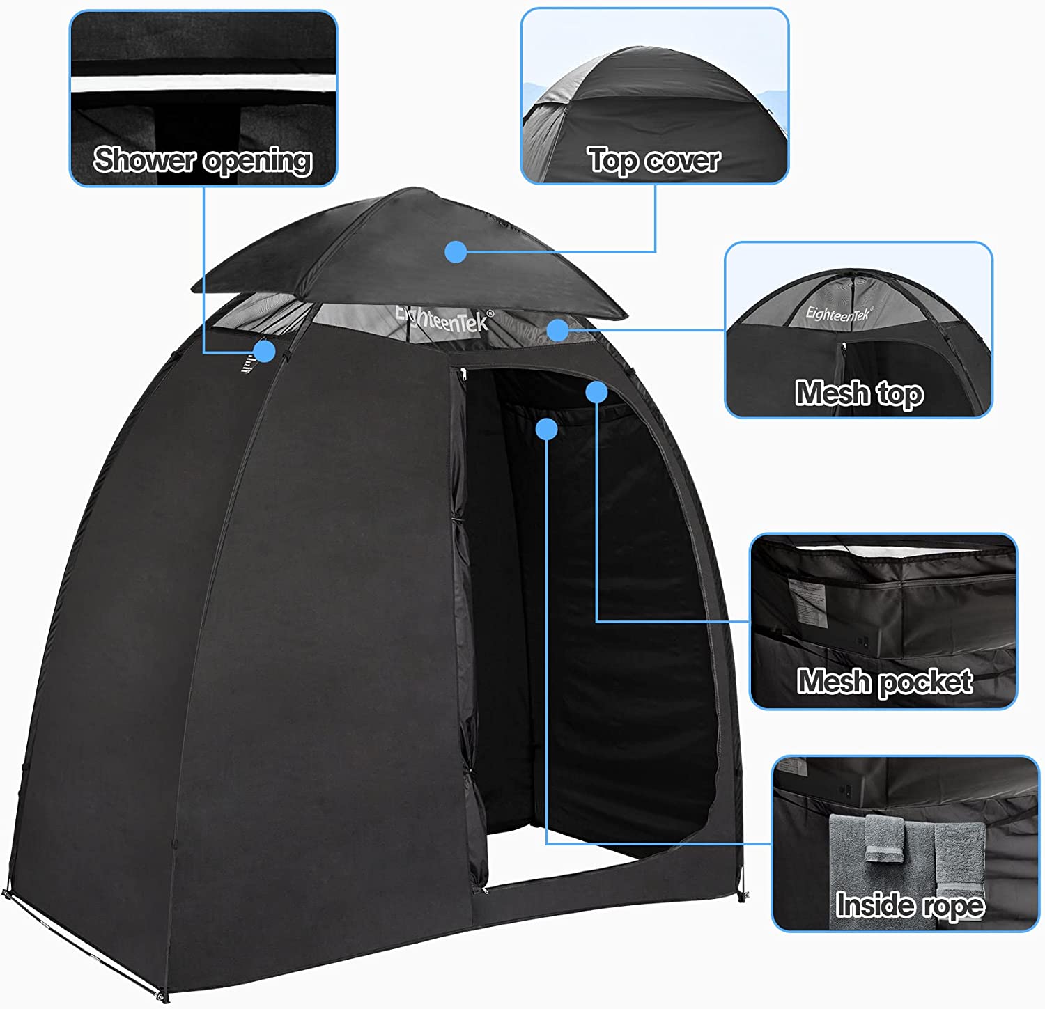 Shower Tent Changing Room 2 Rooms Outdoor Pop Up Camping Toilet Portable Privacy Dressing Shelter 83