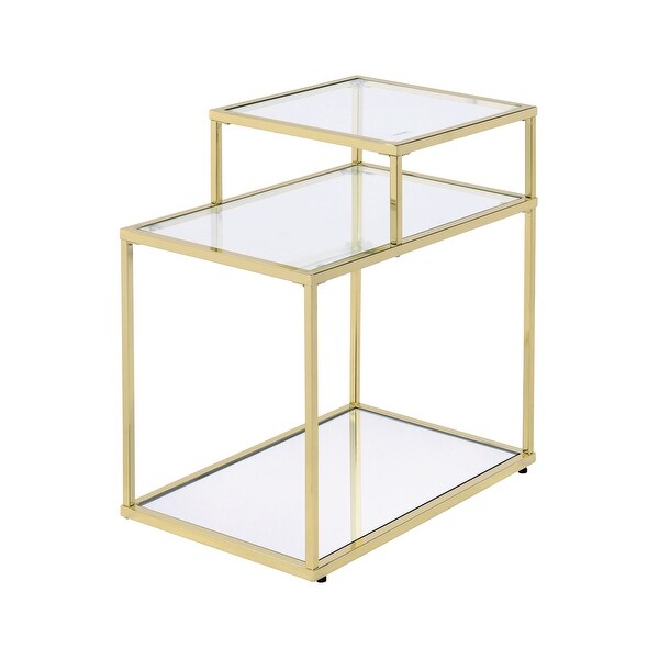 ACME Uchenna Rectangular End Table in Clear and Gold