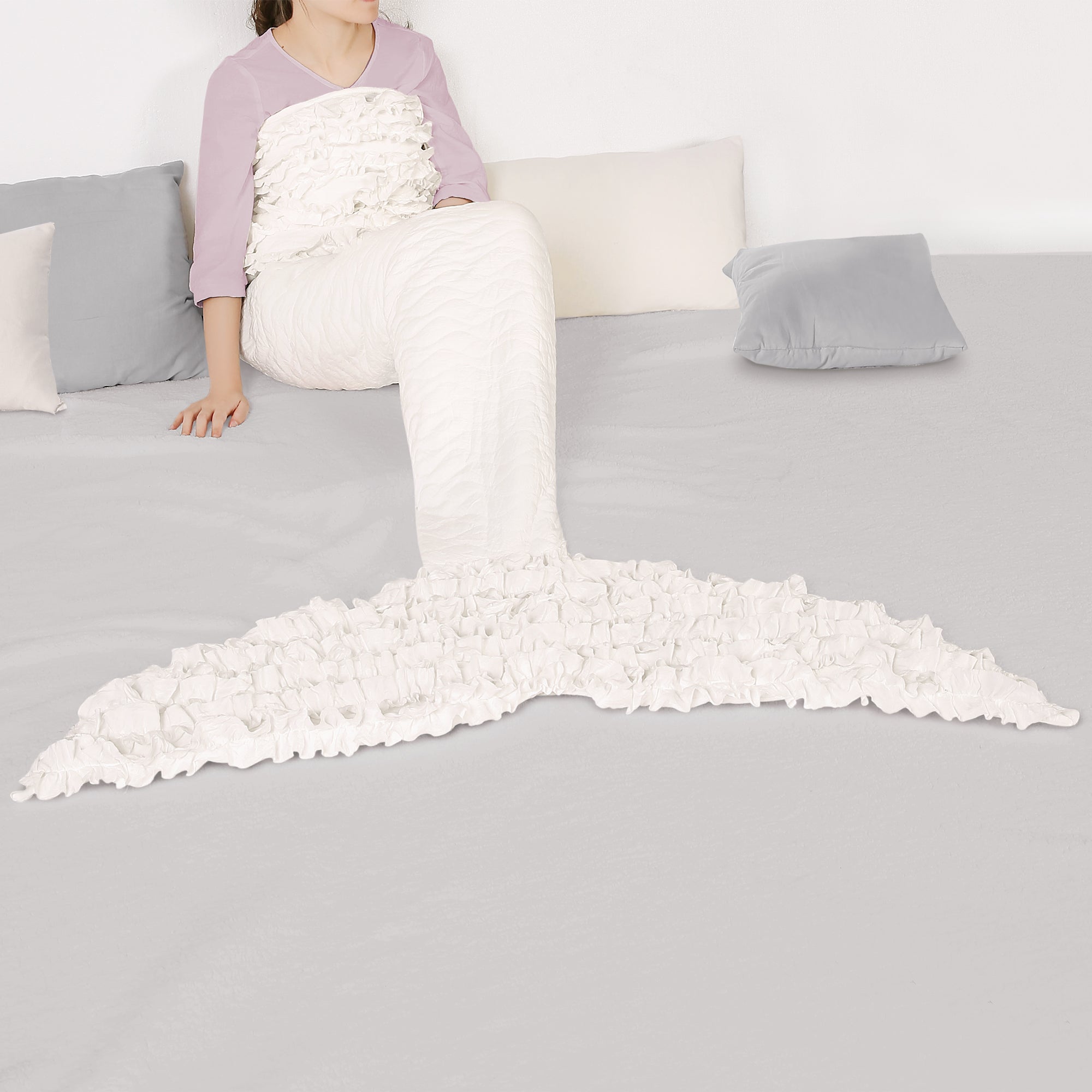 Mermaid Ruffle Mermaid Shape Sherpa Throw