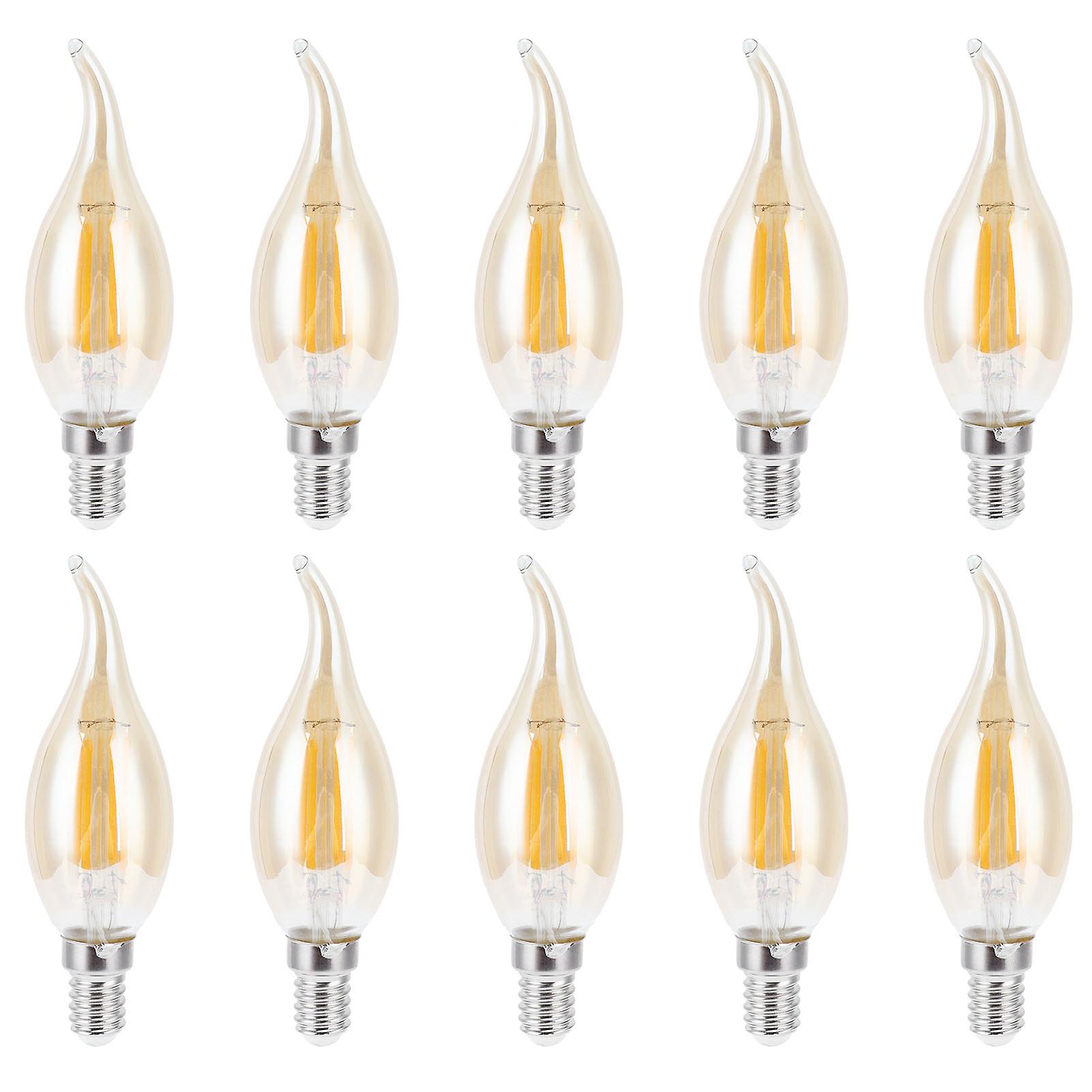 10pcs C35 Led Gold ment Bulb 2700k 4w E14 Base Glass Clear Bulb Warm White Light 220240v