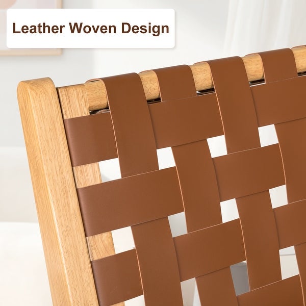 Woven Leather Accent Chair Lounge Chair for Living Room Bedroom Balcony Patio Indoor