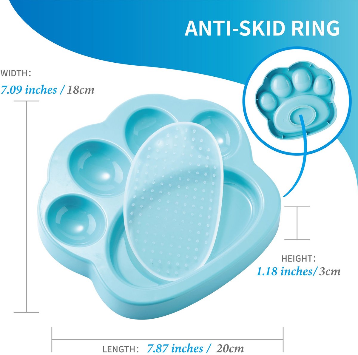 Pet Dream House PAW Mini 2-in-1 Cat and Dog Slow Feeder and Lick Pad， Small