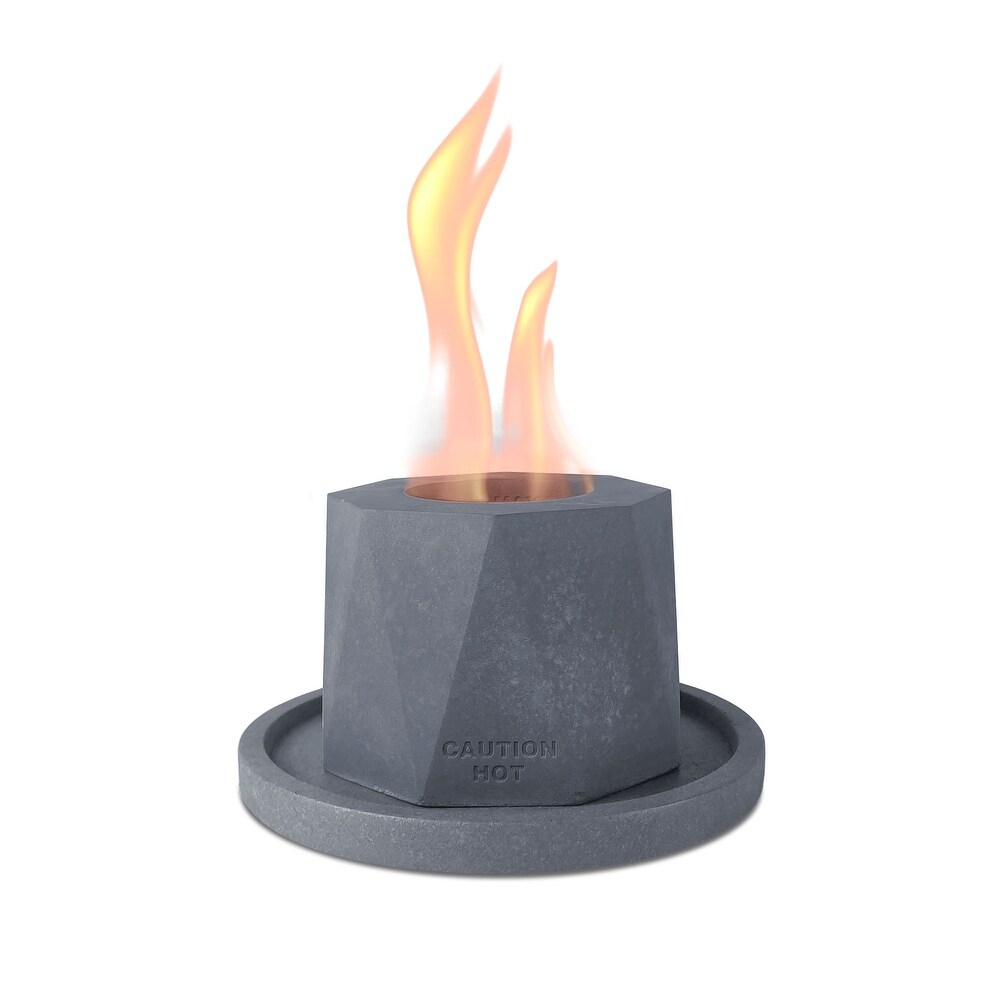 Kante 4.7 in. W Portable Concrete Rubbing Alcohol Roman Tabletop Fire Pit w/ Metal Extinguisher and Gray Base  Ethanol Fireplace