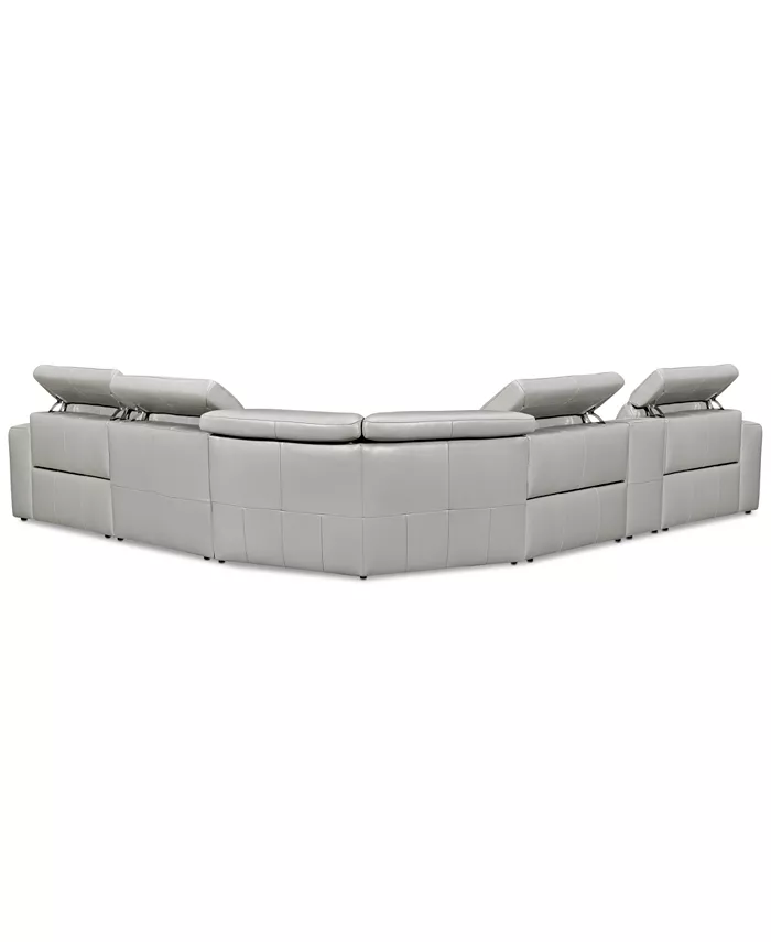 Furniture CLOSEOUT! Haigan 6-Pc. Leather L Shape Sectional Sofa with 3 Power Recliners