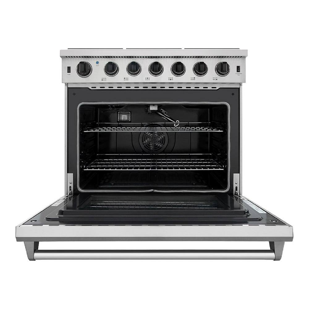 Thor Kitchen Pre-Converted Propane 36 in. 6.0 cu. Ft Single Oven Professional Gas Range in Stainless Steel with 6-Burners LRG3601ULP