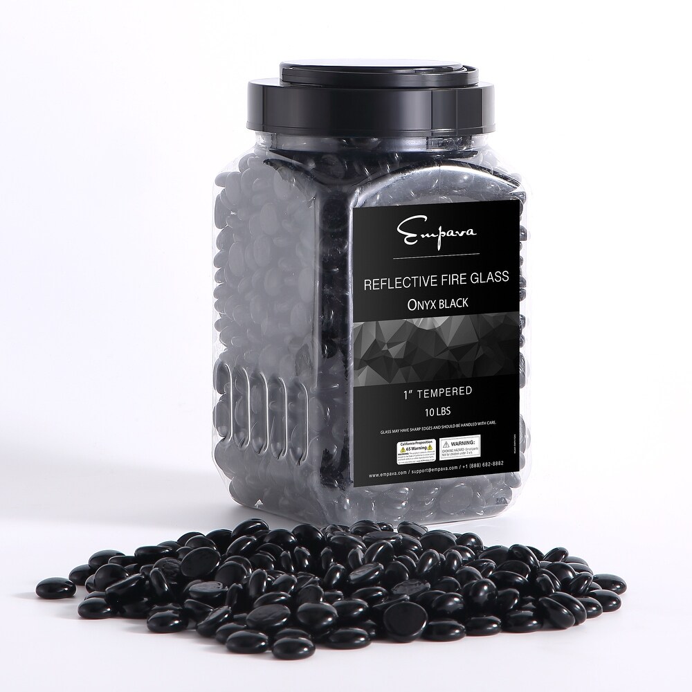 10 lbs. 1.0 in Onyx Black Drop Beads Reflective Fire Glass for Gas Fire Pit   1.0\