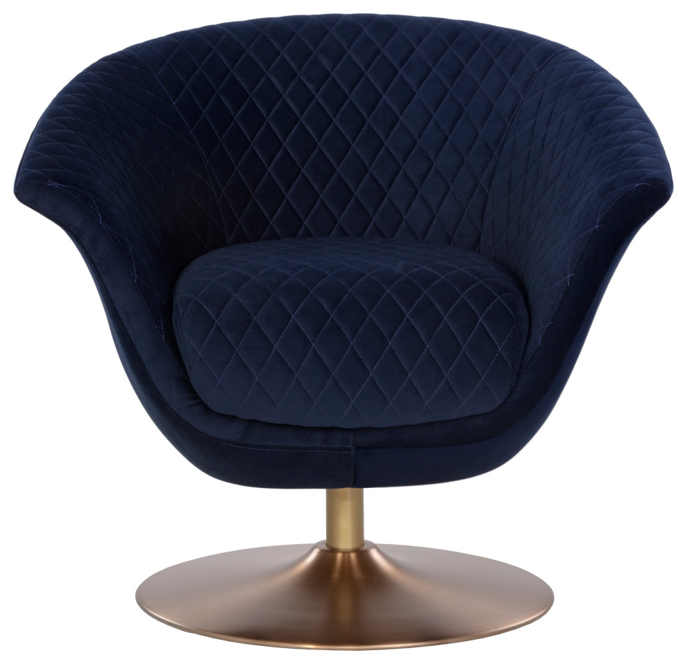 Carine Swivel Lounge Chair Quilted Abbington Navy   Midcentury   Armchairs And Accent Chairs   by Sunpan Modern Home  Houzz