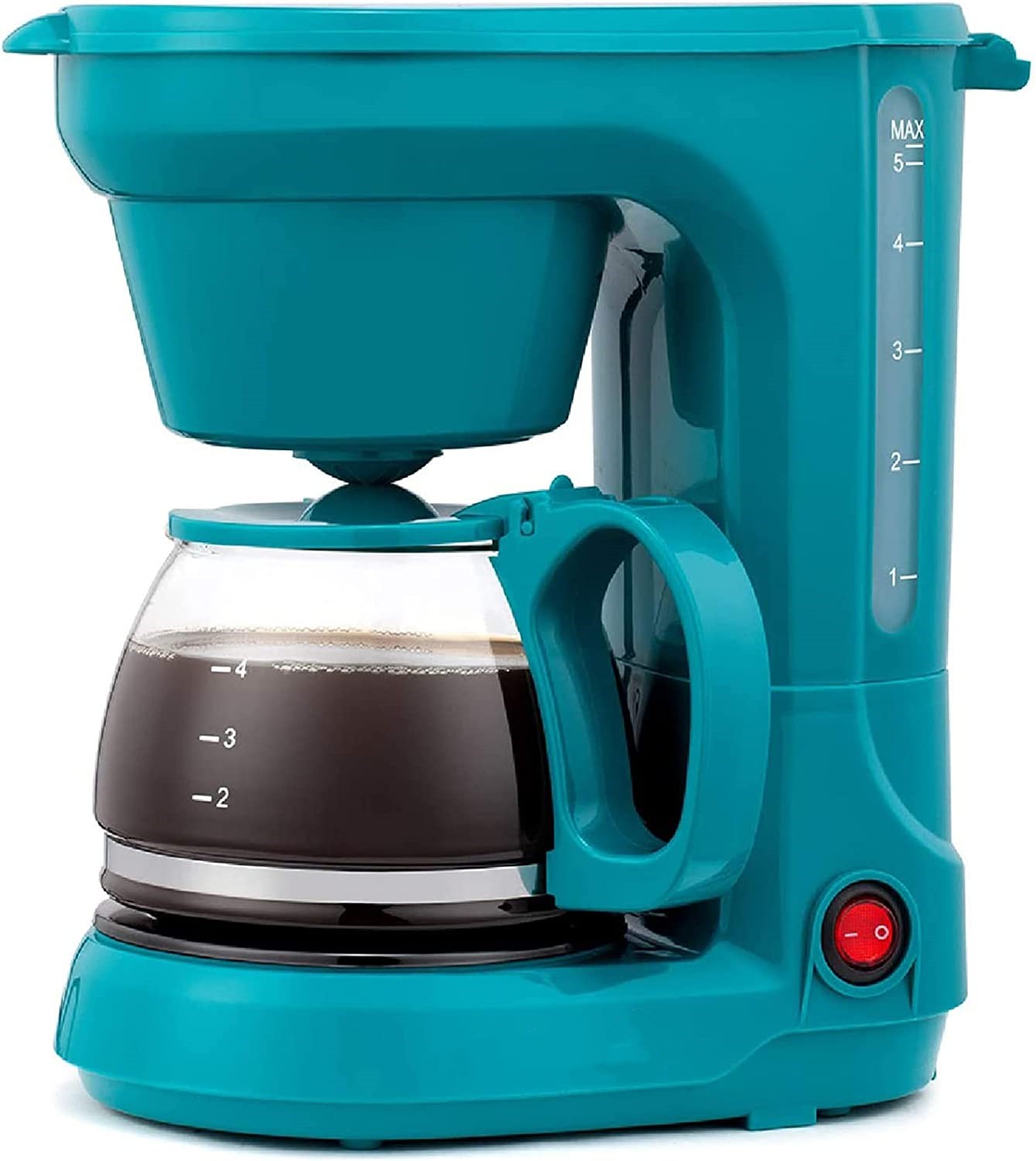 5-Cup Compact Coffee Maker, Teal - Convenient and User Friendly with Auto Pause and Serve Functions