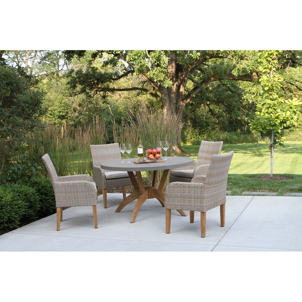 Nadine 5 pc. Teak Dining Set with Ash Wicker Chairs