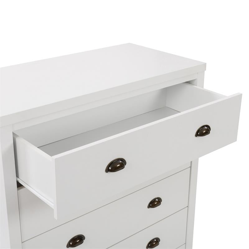 Bowery Hill 5 Drawer Dresser - White Engineered Wood