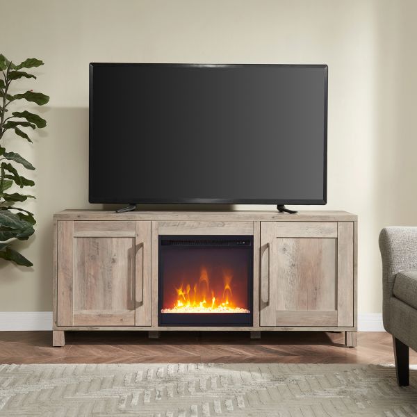 Chabot Rectangular TV Stand with Crystal Fireplace for TV's up to 65