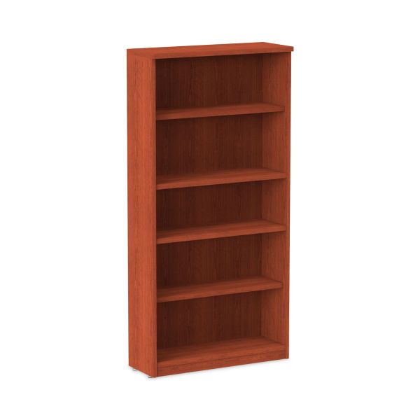 Alera Valencia Series Bookcase， Five-Shelf， 31.75w x 14d x 64.75h， Medium Cherry