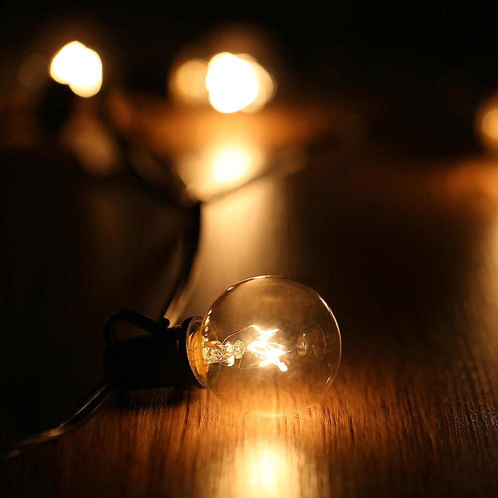 Ac220v 175w 25ft Outdoor String Lights With 25 G40 E12 Base Socket Holder Bulbs 5 Spare Uk Plug Ip44 Water Resistance Hanging Light For Patio Backyard