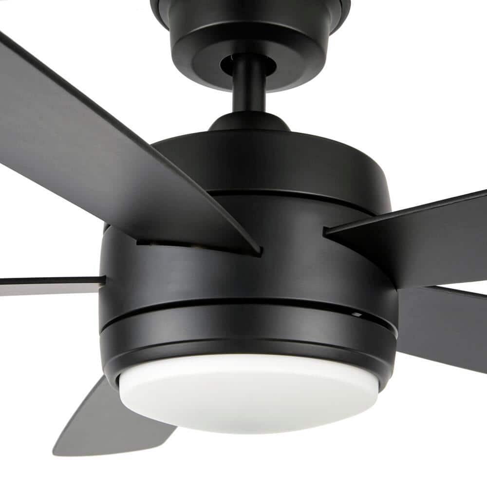 Hampton Bay Averly 52 in Integrated LED Matte Black Ceiling Fan with Light and Remote Control with Color Changing Technology