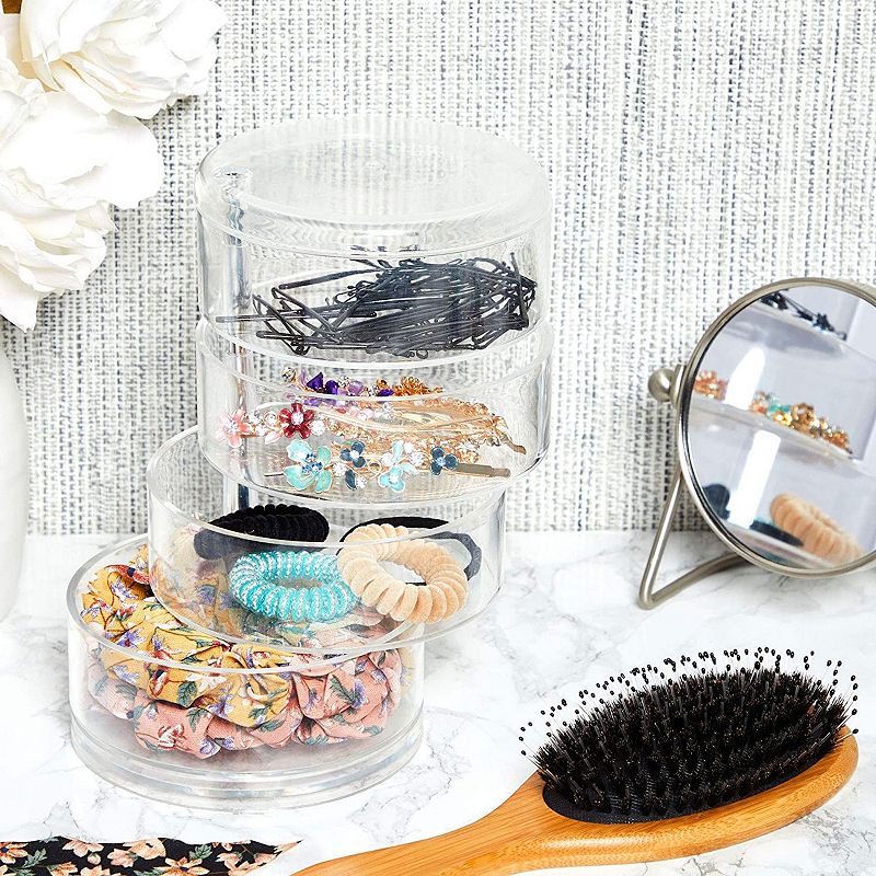 Plastic Jewelry Organizer， Hair Tie Container for Bathroom (4.5 x 6.9 In)