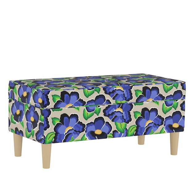 Skyline Furniture Storage Bench In Carla Floral Blue