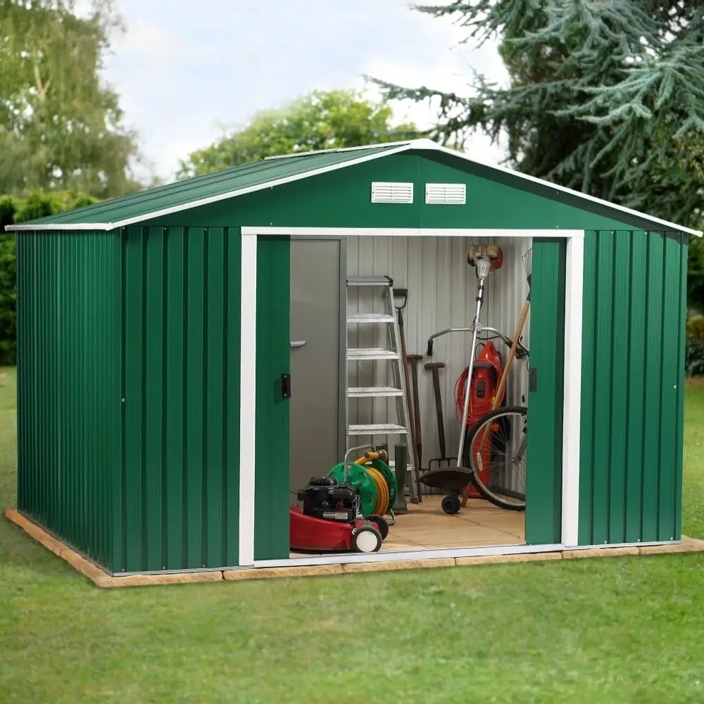 8' x 4' Galvanized Steel Tool Storage Shed Outdoor Garden Sheds Bike Sheds Garden Supplies