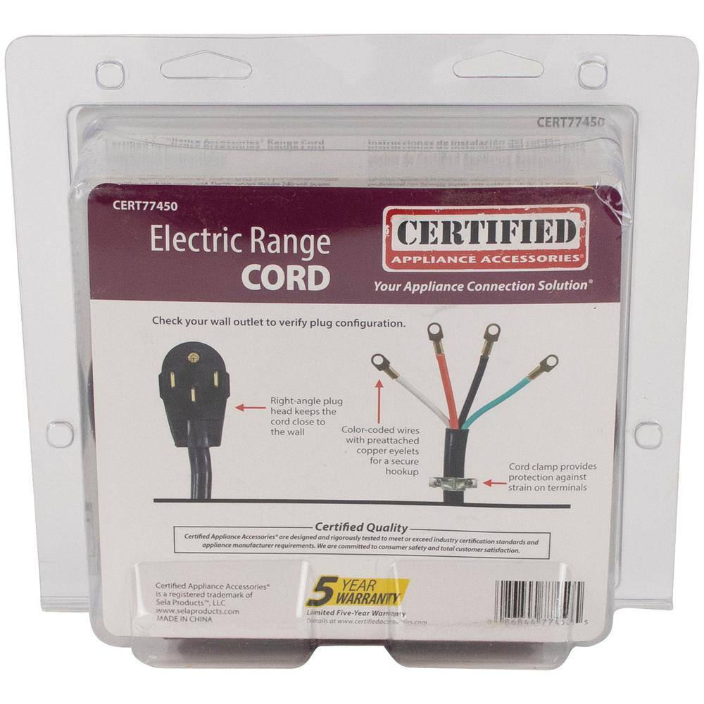 CERTIFIED APPLIANCE ACCESSORIES 4 ft. 104 4-Wire Eyelet 40-Amp Range Cord 90-2060