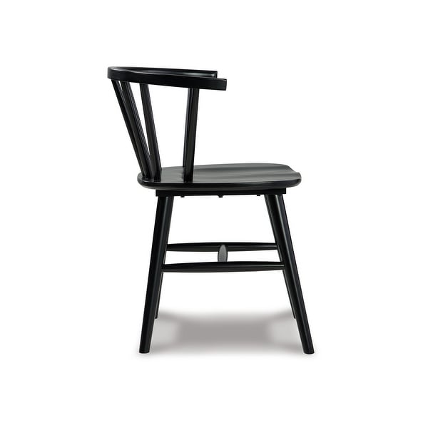 22 Inch Set of 2 Dining Chairs， Spindle Backrest， Matte Black Wood Design