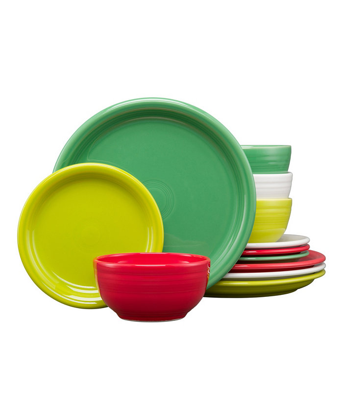 Fiesta Mixed Colors Holiday Bistro 12-PC Dinnerware Set Service for 4