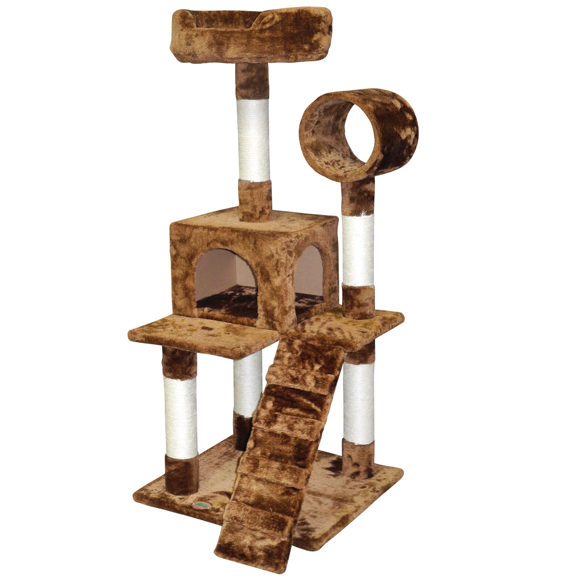 Go Pet Club Brown Cat Tree Condo with Sisal Covered Posts， 49.5