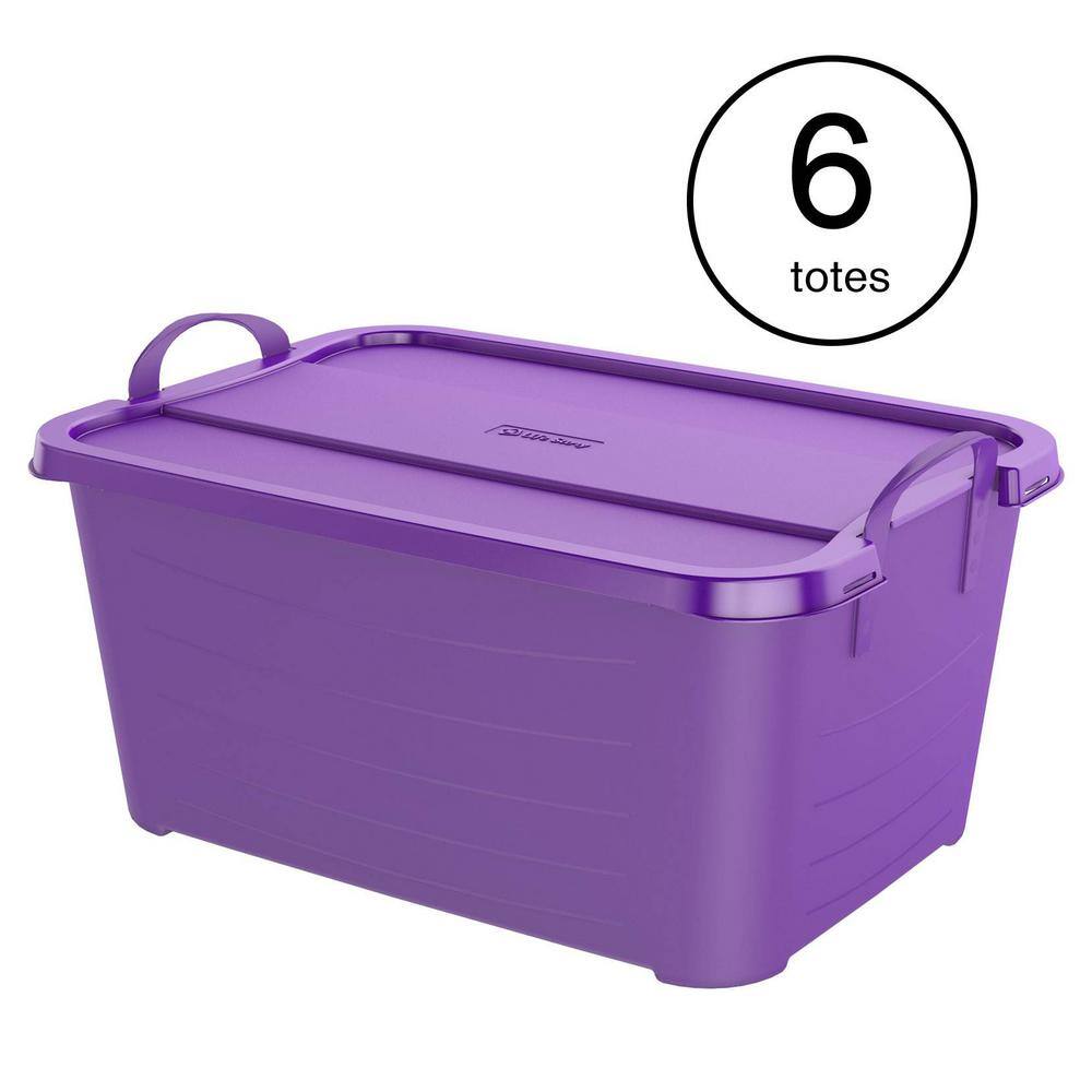 55 Qt. Purple Stackable Closet Organization Storage Box (6-Pack) 6 x CS55PP-SOLID