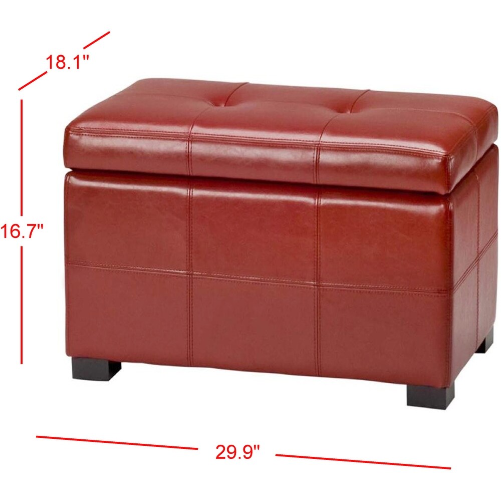 Safavieh Maiden Tufted Red Bicast Leather Storage Bench   30.1\