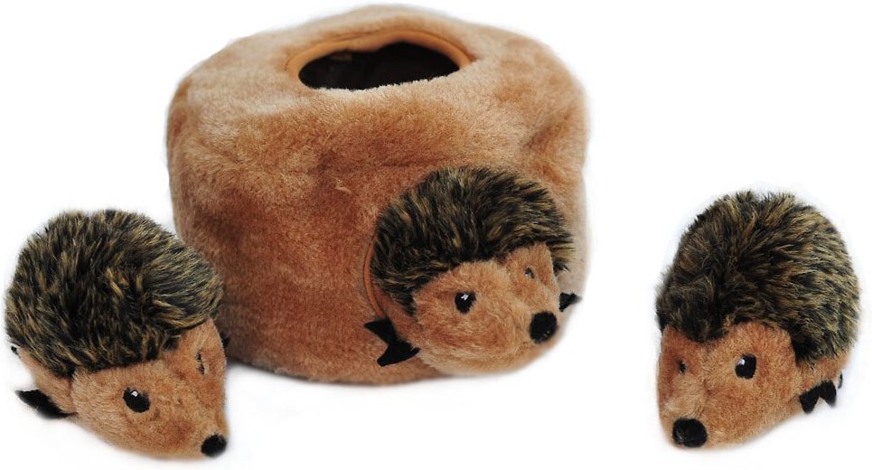 ZippyPaws Burrow Squeaky Hide and Seek Plush Dog Toy， Hedgehog Den