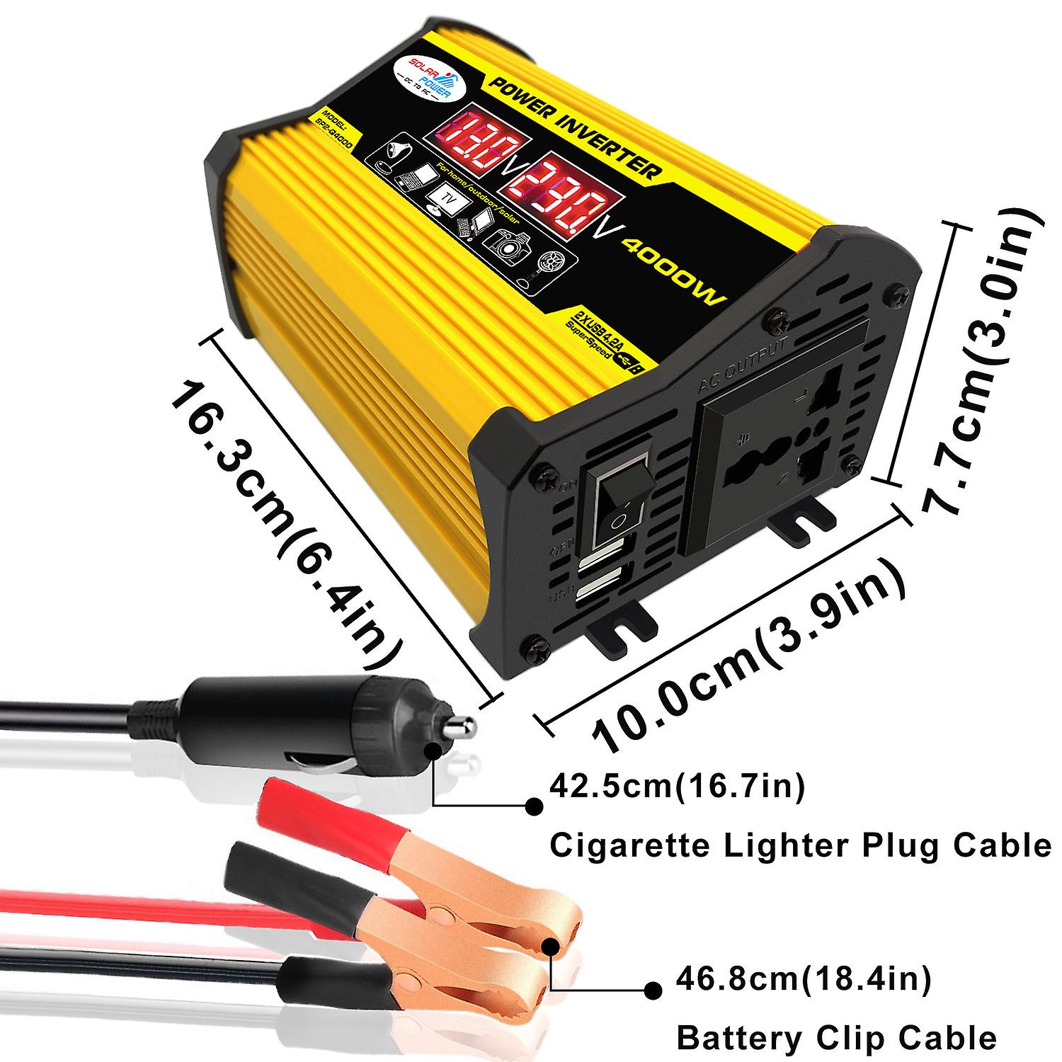 Modified Sine Wave Inverter High Frequency 4000w Peak Power Watt Power Inverter Dc 12v To Ac 110v Converter Car Power Charger Inverter With 2.1a Dual