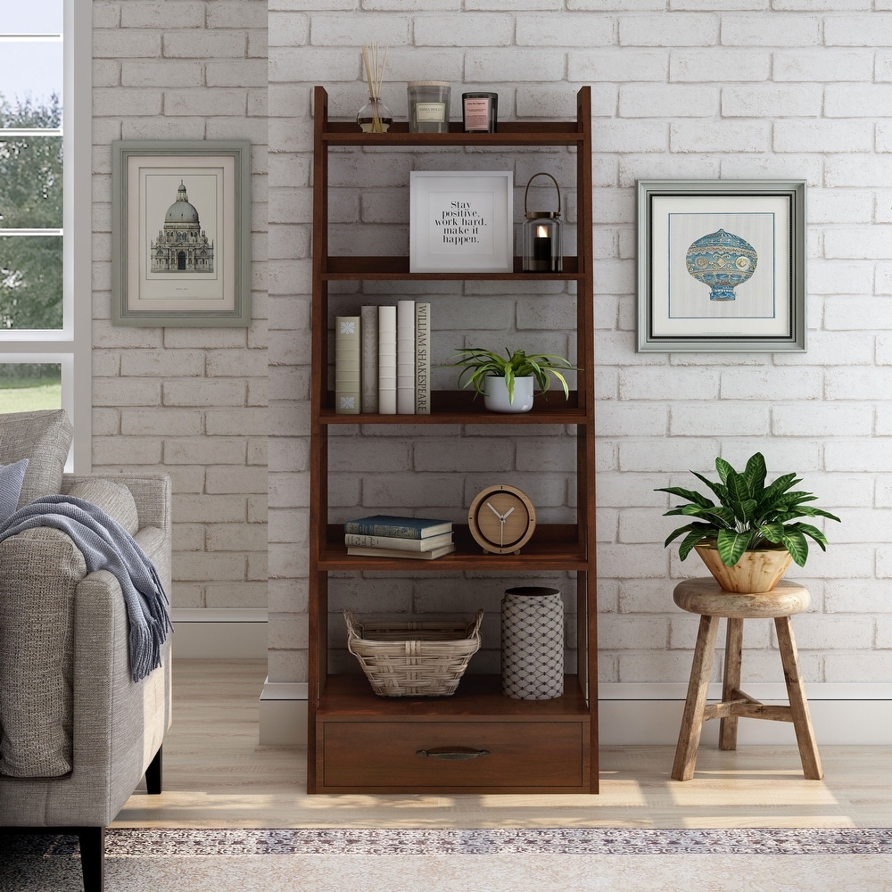 Stryi Contemporary 5 Tier Ladder Open Back Bookshelf by Copper Grove