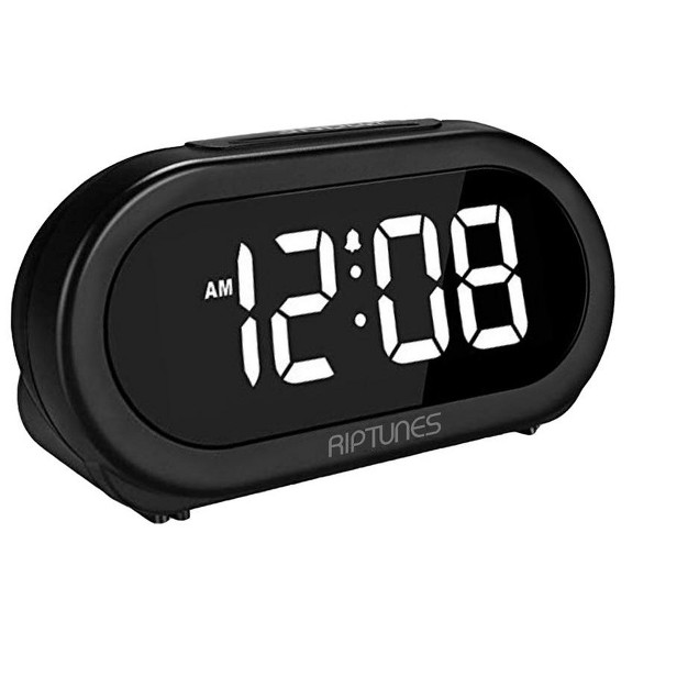 Riptunes Digital Alarm Clock With 5 Alarm Sounds Black