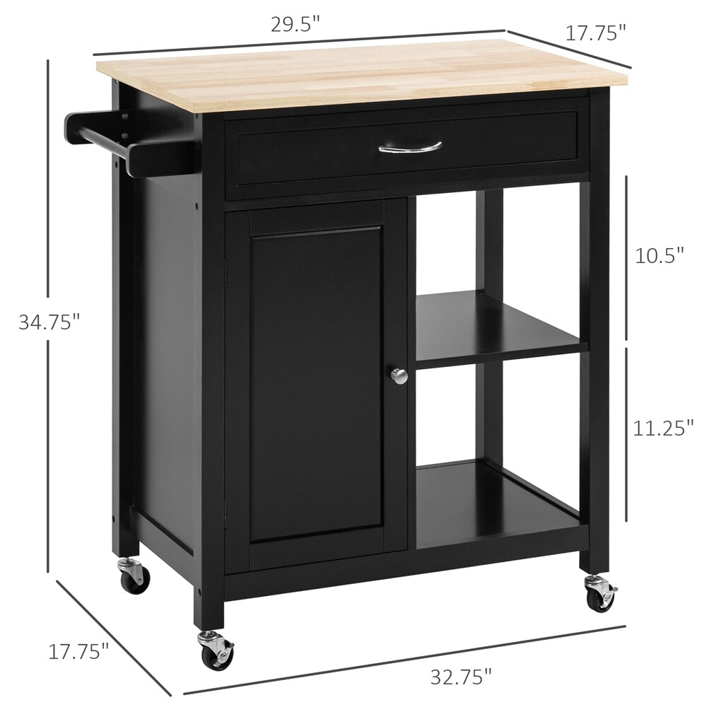 Kitchen Island Cart  Rolling Kitchen Island w/ Storage  Solid Wood Top