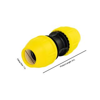 HOME-FLEX 1 in. IPS DR 11 Underground Yellow Poly Gas Pipe Coupler 18-429-010