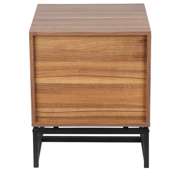 Natural Rattan Nightstand Storage End Table for Bedroom， Living Room