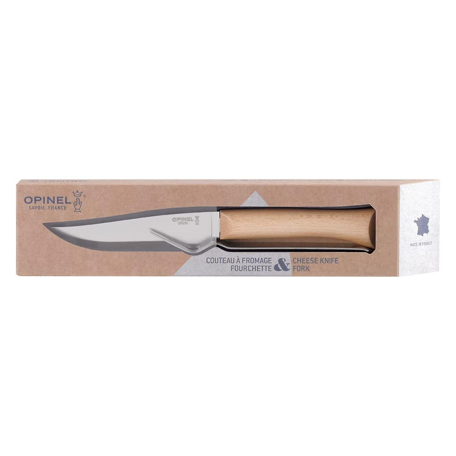 OPINEL Cheese Set - stainless steel cheese knife and fork in gift box