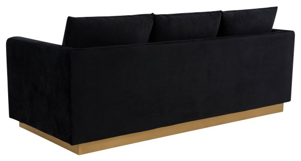 LeisureMod NS83BL Nervo Midnight Black Modern Mid Century Gold Frame Velvet Sofa   Contemporary   Sofas   by clickhere2shop  Houzz