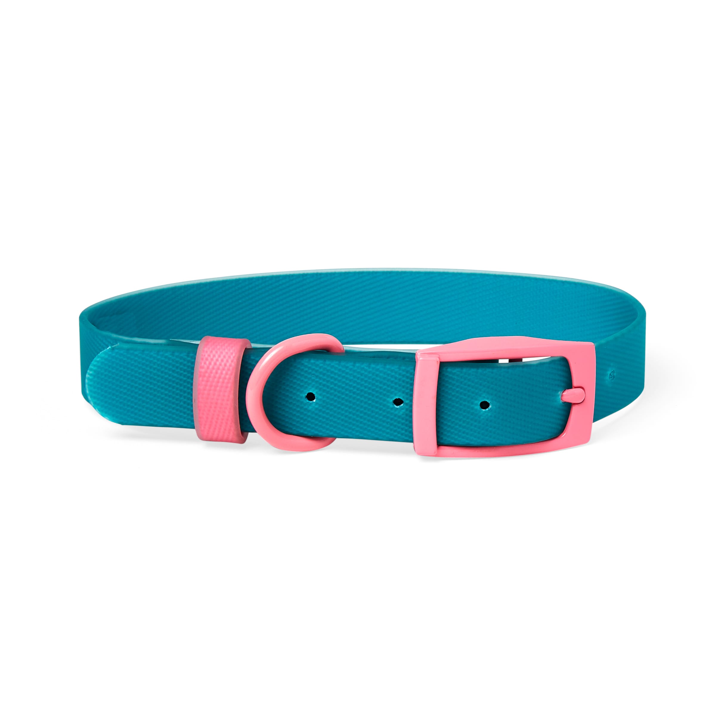 YOULY The Extrovert Water-Resistant Teal  Pink Colorblocked Dog Collar， Small