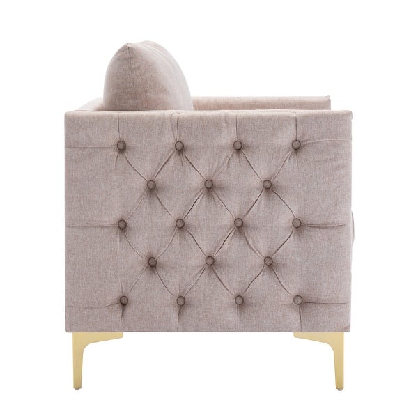 Modern Accent/Club Armchair， Tufted Button， Steel Legs