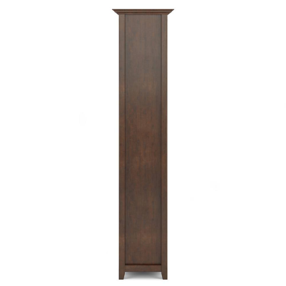 Simpli Home Amherst Solid Wood 70 in. x 30 in. Transitional 5 Shelf Bookcase in Russet Brown AXCAMH09-RUS