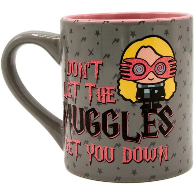 Silver Buffalo Harry Potter Luna Lovegood Muggle Glitter Ceramic Mug Holds 14 Ounces