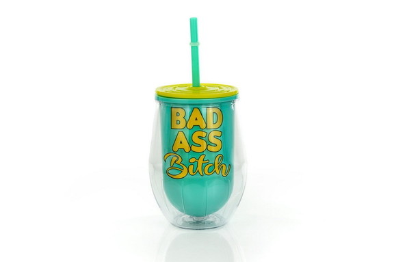 Just Funky Bad Ass Bitch Plastic Wine Tumbler Cup ...