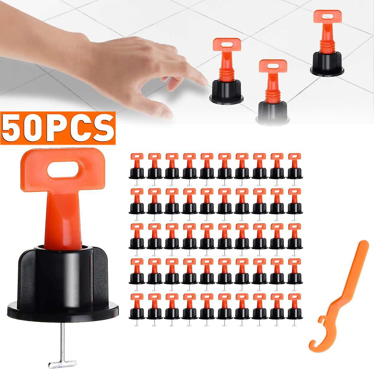 50pcs/set Alignment Tile Leveling Wedges Tile Spacers System Flat Ceramic Leveler For Floor Wall Construction Tools Locator