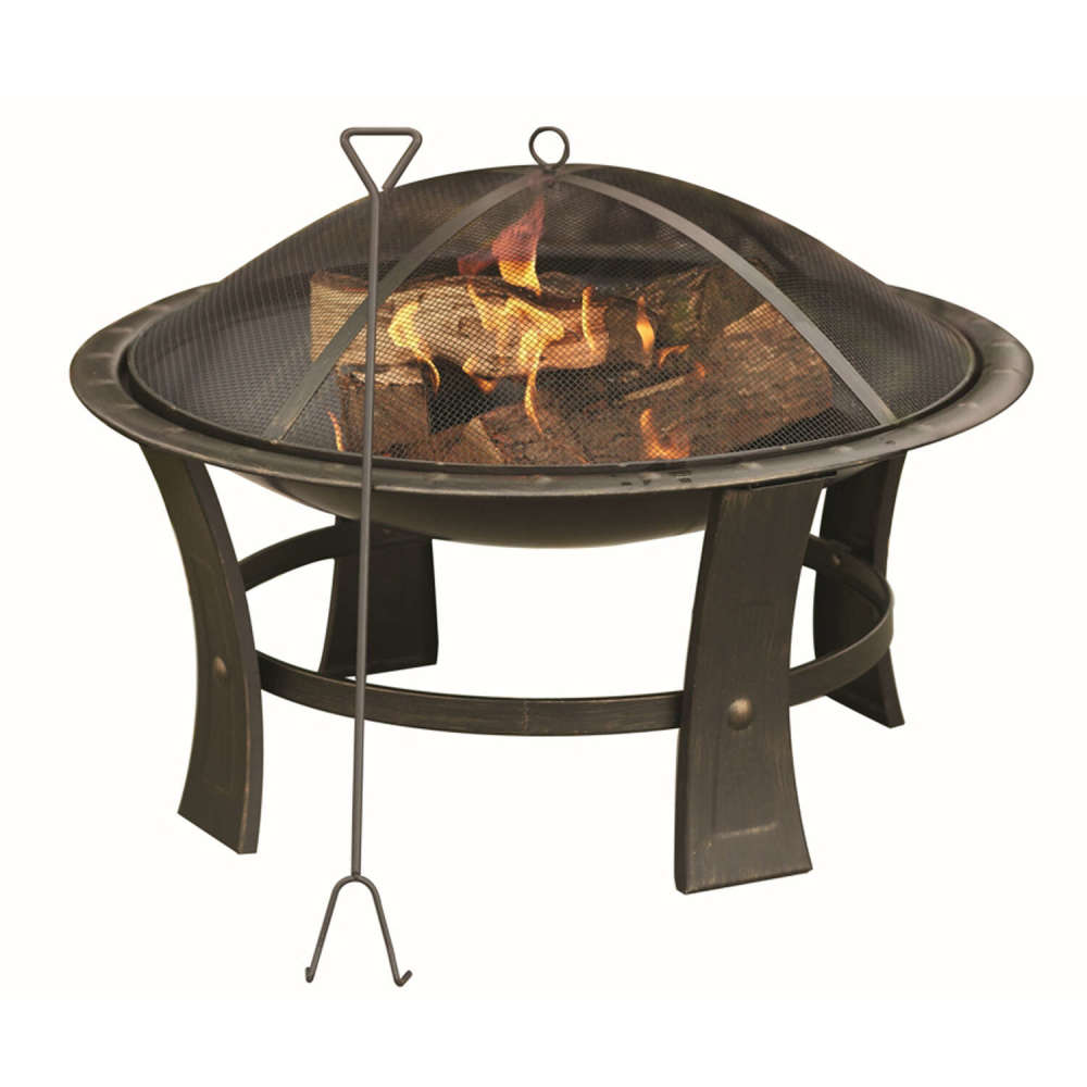 Living Accents Round Wood Fire Pit 29 Bronze Steel ;