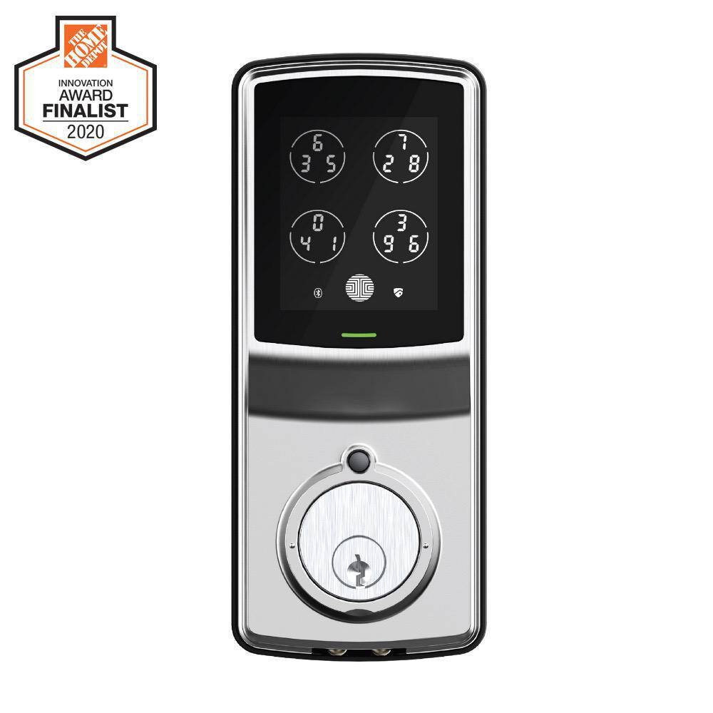 Lockly Model-S Satin Nickel Single-Cylinder Alarmed Lock Deadbolt with Keypad Bluetooth and Discrete PIN Code Input PGD7SSN