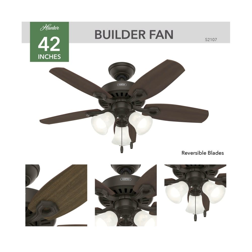 Hunter Builder Ceiling Fan 42 New Bronze Brazilian Cherry ;