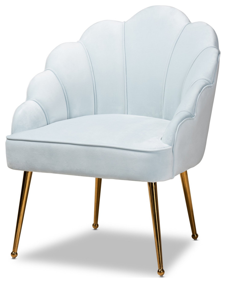 Contemporary Accent Chair  Golden Legs  Velvet Seat With Unique Channeled Back   Midcentury   Armchairs And Accent Chairs   by Declusia  Houzz