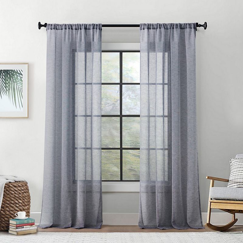 THD Zoey Faux Linen Textured Semi Sheer Privacy Sun Light Filtering Window Floor Length Rod Pocket Thick Curtains Drapery Panels Master Bedroom and Living Room， 2 Panels