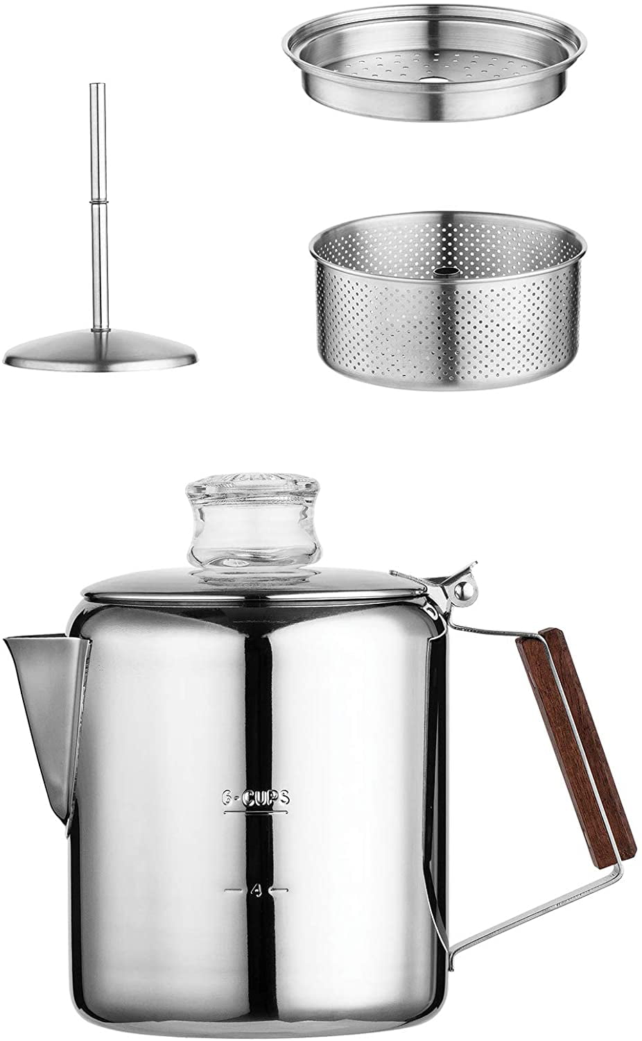 Fox Run 55703 Rapid Brew Stovetop Coffee Percolator, Stainless Steel, 2-6 Cup